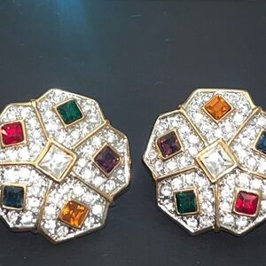 Elegant Gold and Multicolor Gemstone Earrings